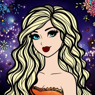 pretty woman with long wavy hair