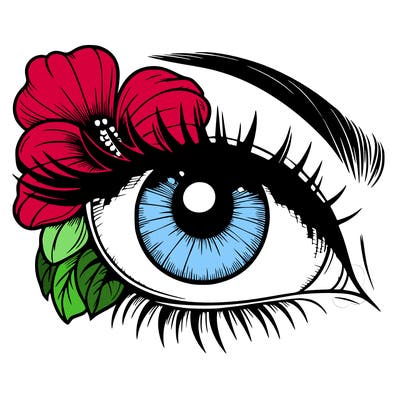 realistic eye with flower
