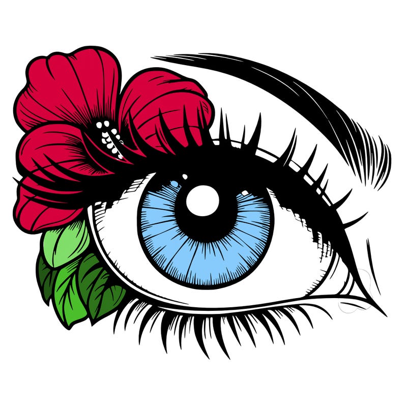 realistic eye with flower