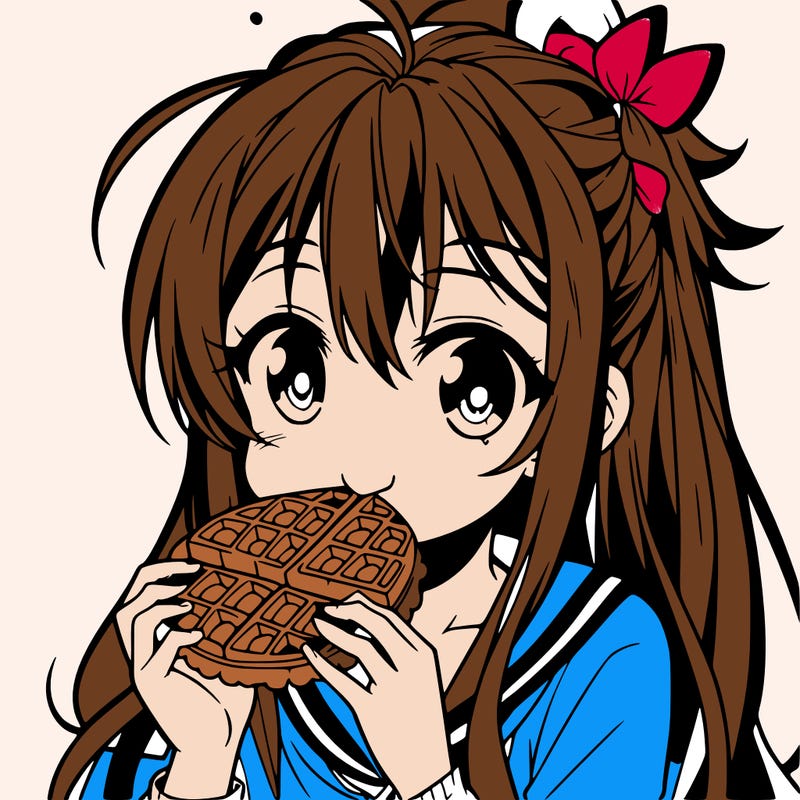 anime eating waffle