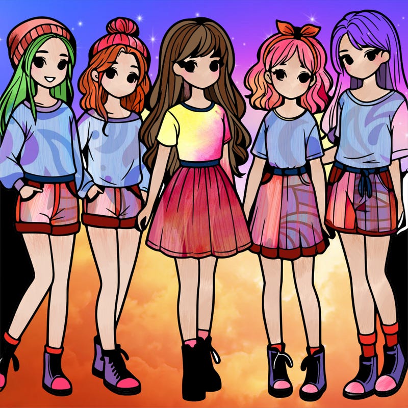 a group of five girls