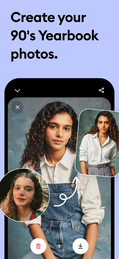 AI generated 90s yearbook photo in Remini app
