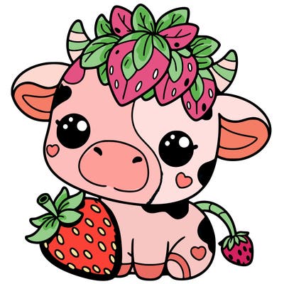 cute strawberry cow