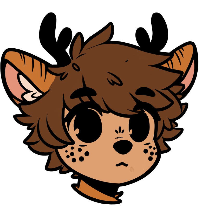 a humanoid deer with soft fluffy ears