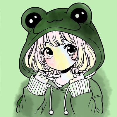 a cute teenage girl wearing a frog hoodie