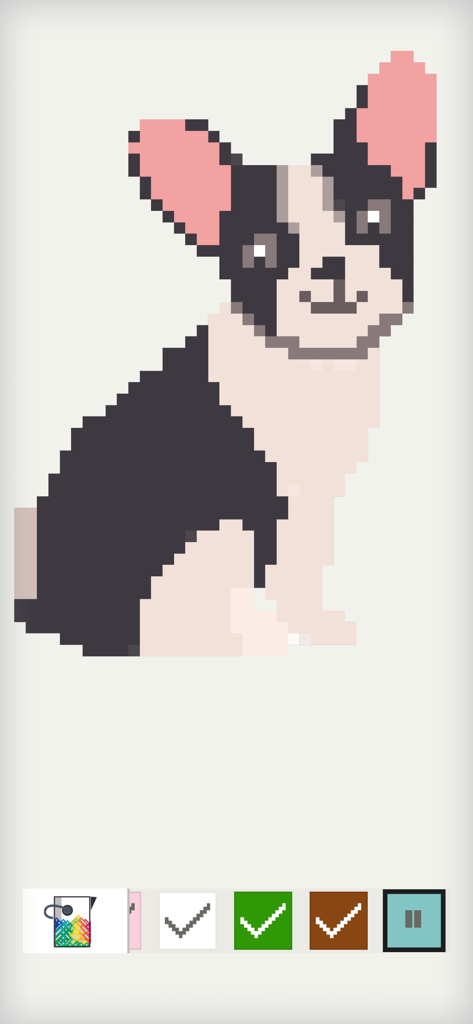 Pixel Land: color by number - Cute pixel art dog coloring page in Pixel Land app