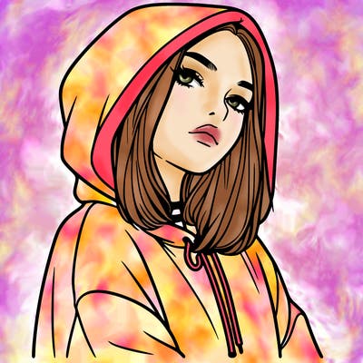 a realistic girl in a hoodie