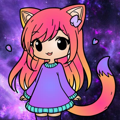 girl with cat ears and tail