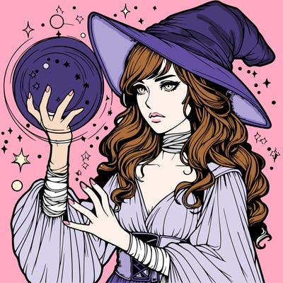 realistic women sorcerer using magic