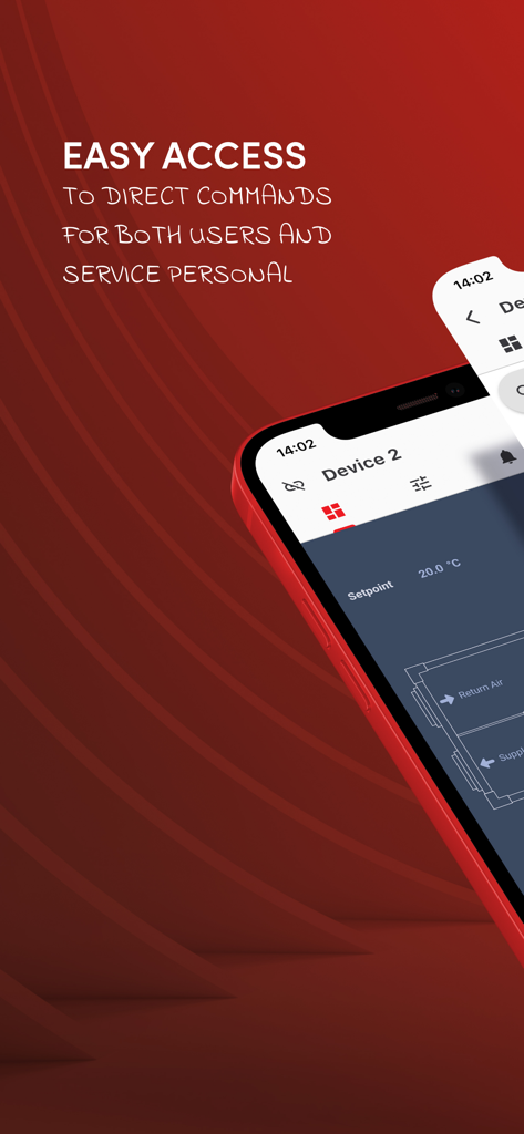 Carel Applica - Carel Applica app interface showing easy access to HVAC direct commands
