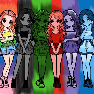 a group of girls realistic