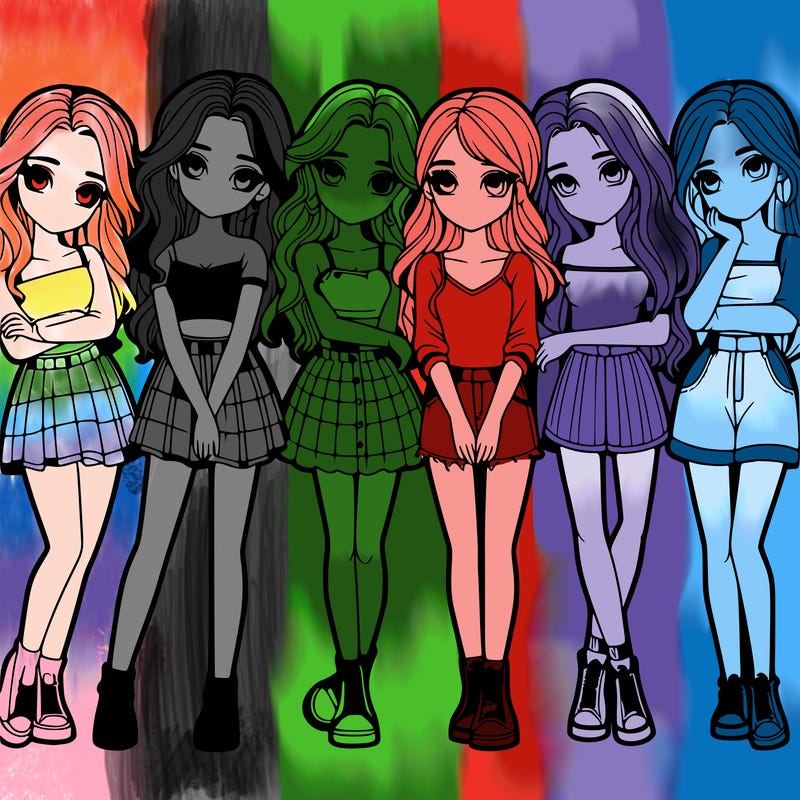 a group of girls realistic