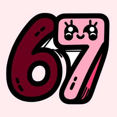 the numbers 67