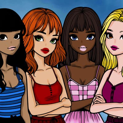 four realistic girls