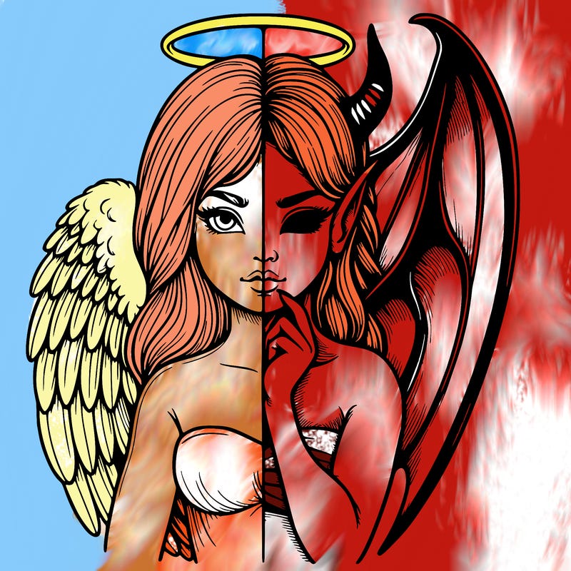 realistic angel half demon