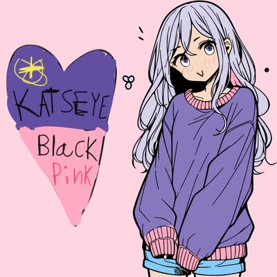 manga teen girl  in a sweater and baggy pants