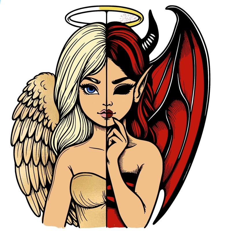 realistic angel half demon