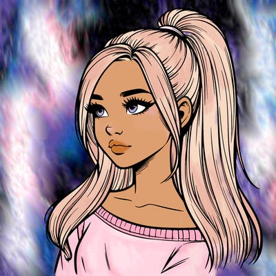 realistic girl with a high ponytail