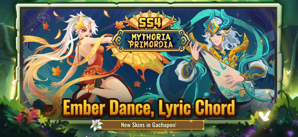 Soul Knight Prequel - Banner promocional para Soul Knight Prequel con las nuevas skins de personajes Ember Dance y Lyric Chord.
