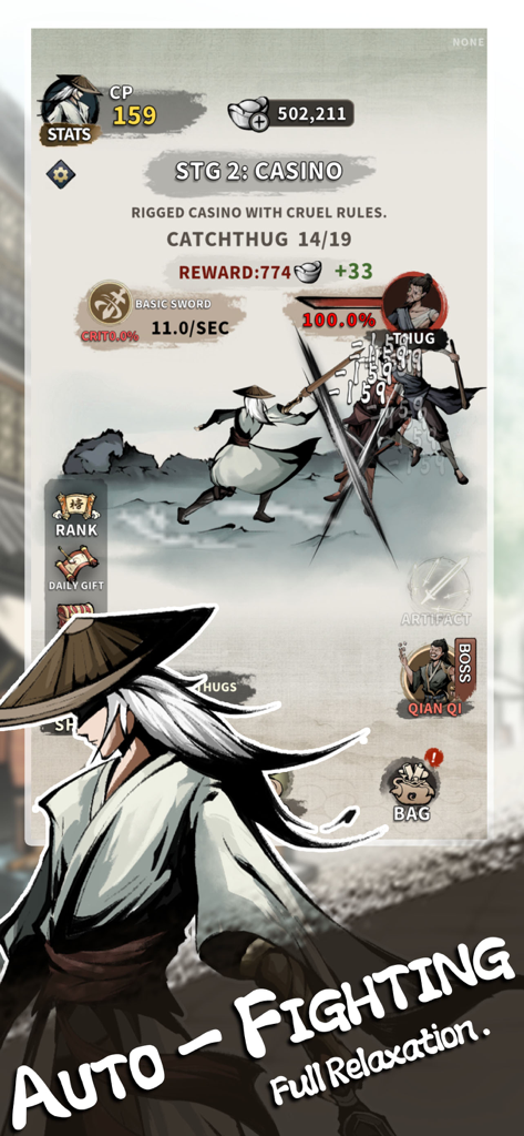 Inkblade Idlers: Wuxia RPG - Inkblade Idlers Wuxia RPG auto-fighting gameplay with ink-wash art style