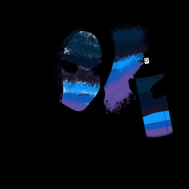 a realistic girl, spray painting