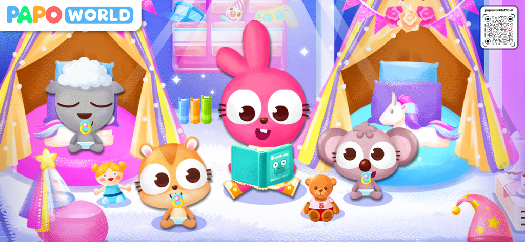 Papo Town Play House - Cute animal characters and baby animals playing in a colorful nursery with tents and toys