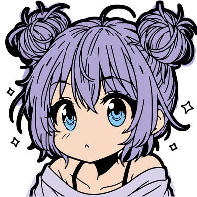 a manga girl with messy small buns