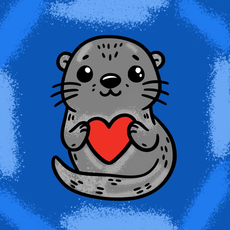 otter with a heart