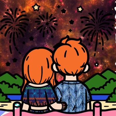 couple watching fireworks