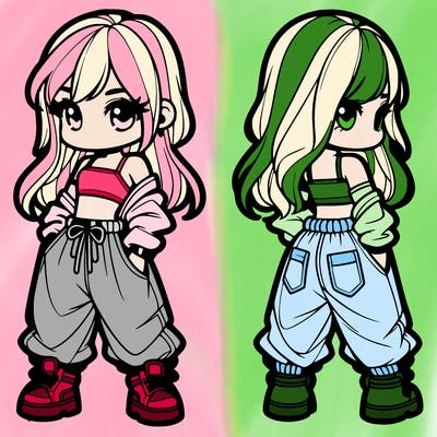 girl in crop top and baggy pants