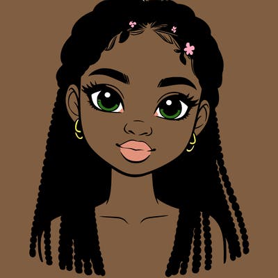a realistic black girl with braids