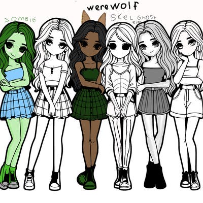 a group of girls realistic