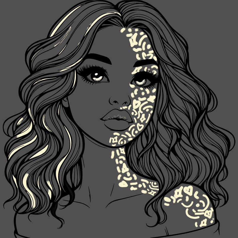 realistic girl with wavy hair and lips