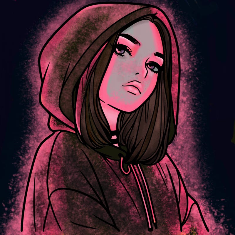 a realistic girl in a hoodie