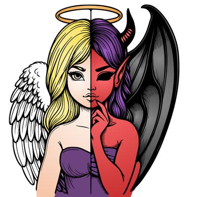 realistic angel half demon