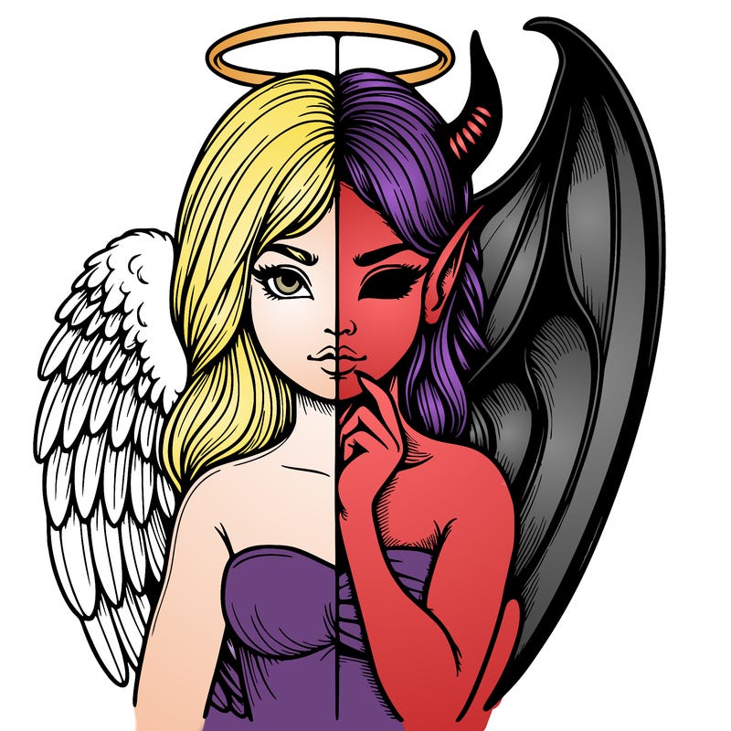 realistic angel half demon