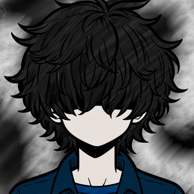 manga boy fluffy hair covering his eyes