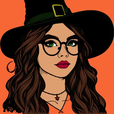 a witch with glasses realistic