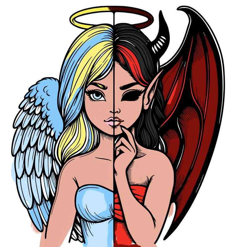 realistic angel half demon