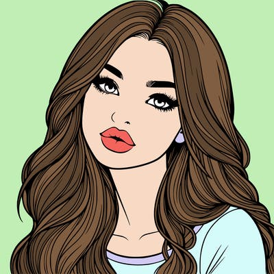 realistic girl with hair on her hair and lips