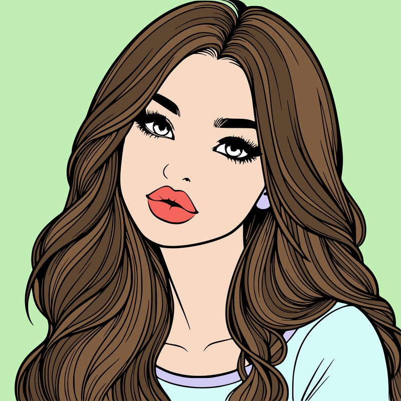 realistic girl with hair on her hair and lips