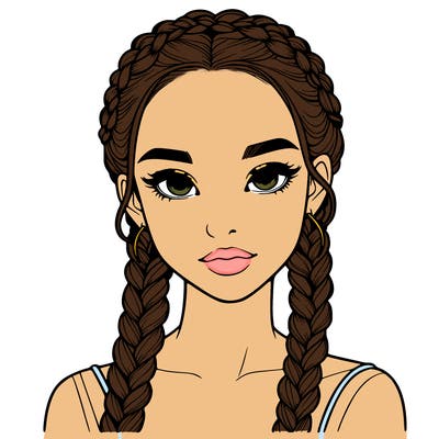 realistic girl with braids