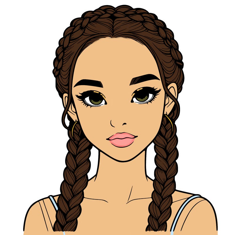 realistic girl with braids