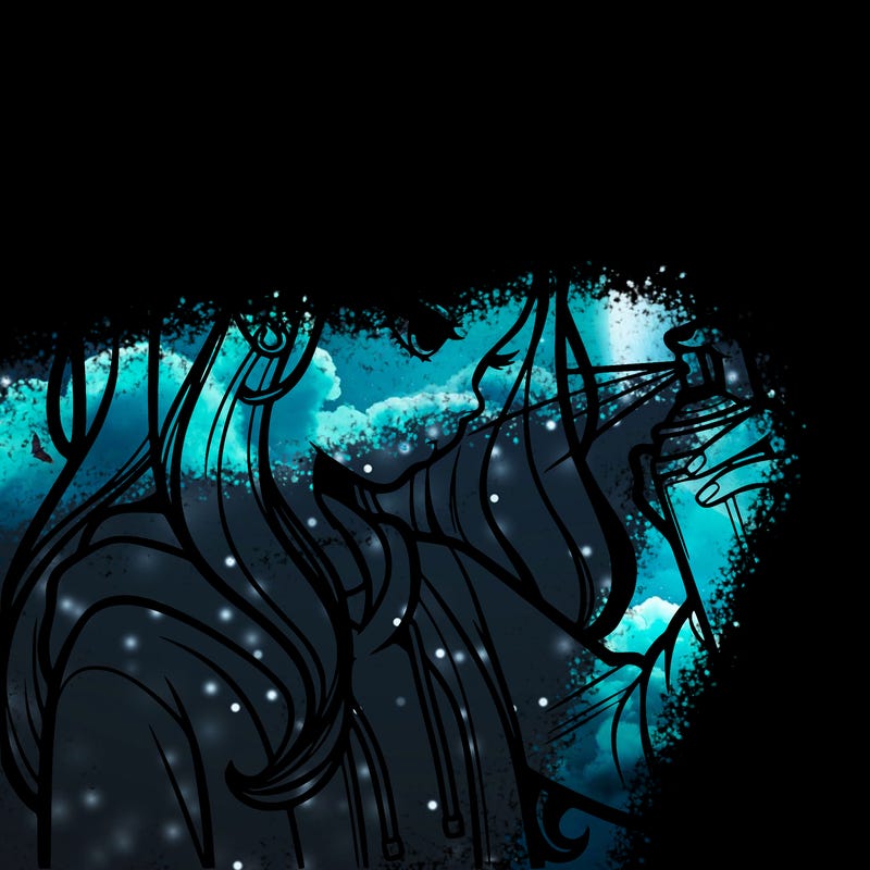 a realistic girl spray painting