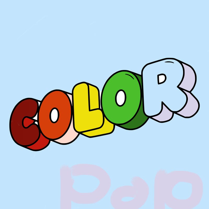 a sign that says color in bubble writing