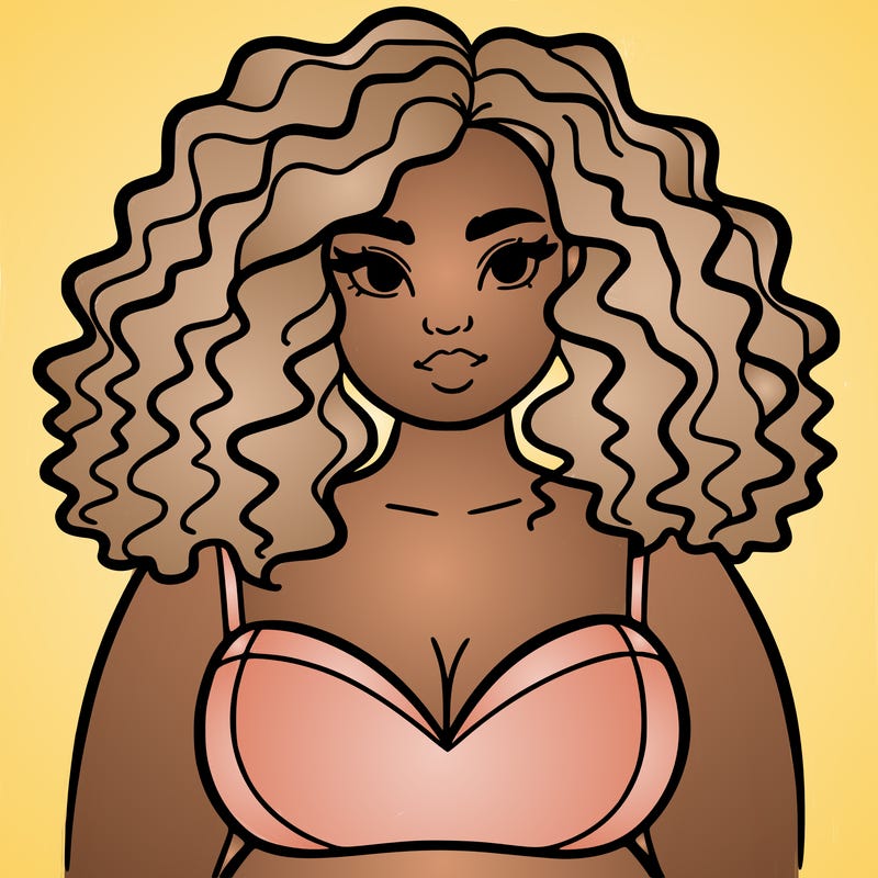 pretty plus sized woman with curly hair