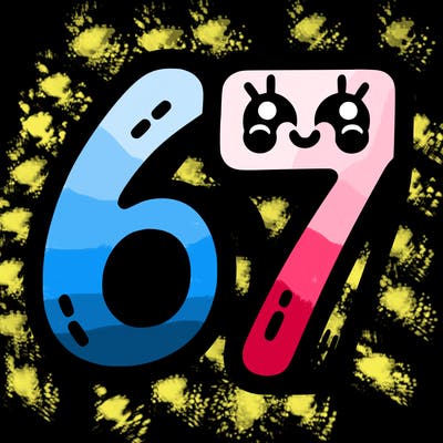the numbers 67