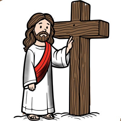 jesus standing beside the cross