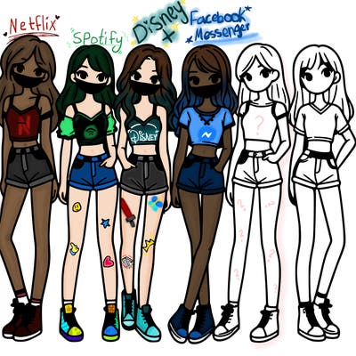 a group of girls wearing crop tops and shorts