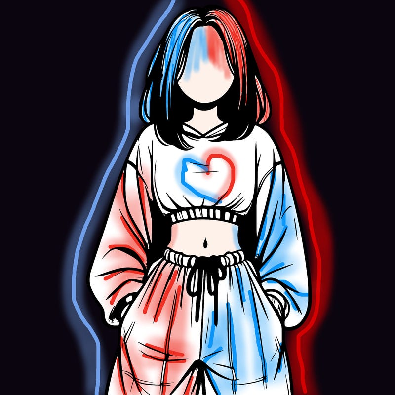 realistic girl faceless with baggy pants and a crop top